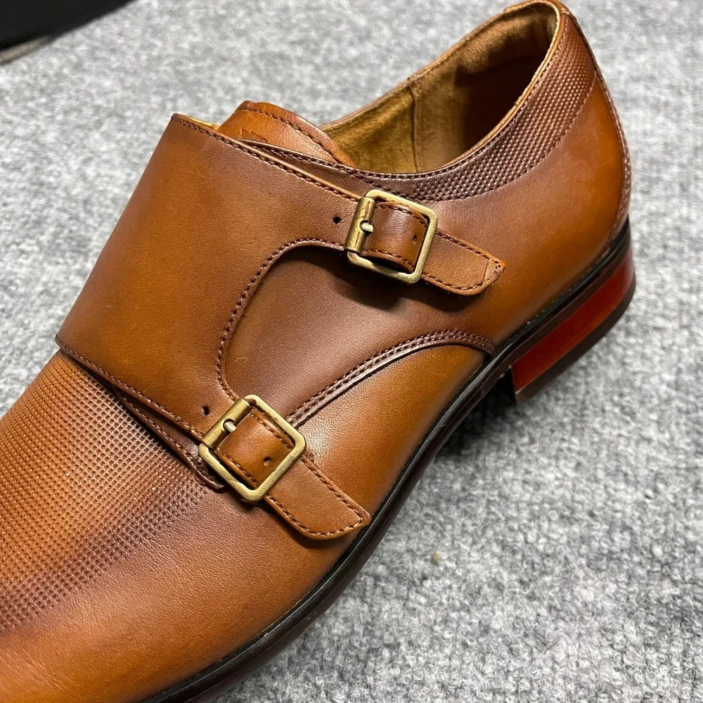 Florsheim Shoes Mens 11 D Cognac Leather Double Monk Strap Tan Dress 11899-221